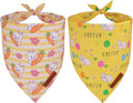 ADOGGYGO Easter Dog Bandana 2 Pack, Bunny Carrot Print Pet Scarf, Adjustable Fit Easter Bandanas for Medium Large Dogs (Large)