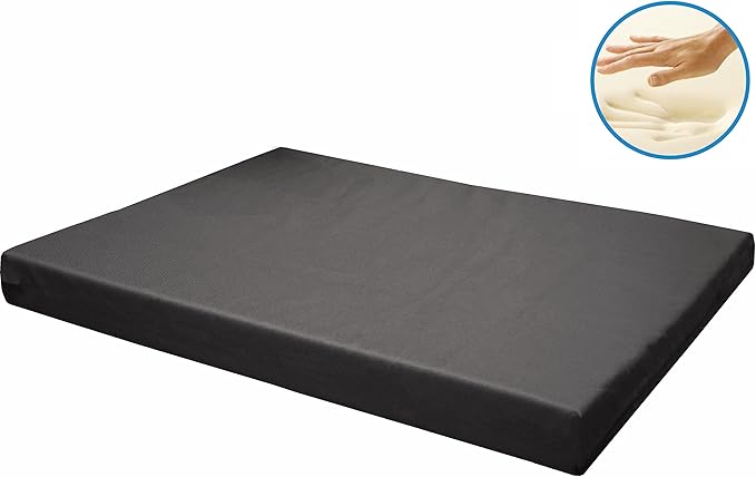 Dogbed4less Memory Foam Platform Dog Bed, Crate Mattress for Orthopedic Joint Relief with Waterproof Removable Cover Extra Large 45X27X3 Space Gray