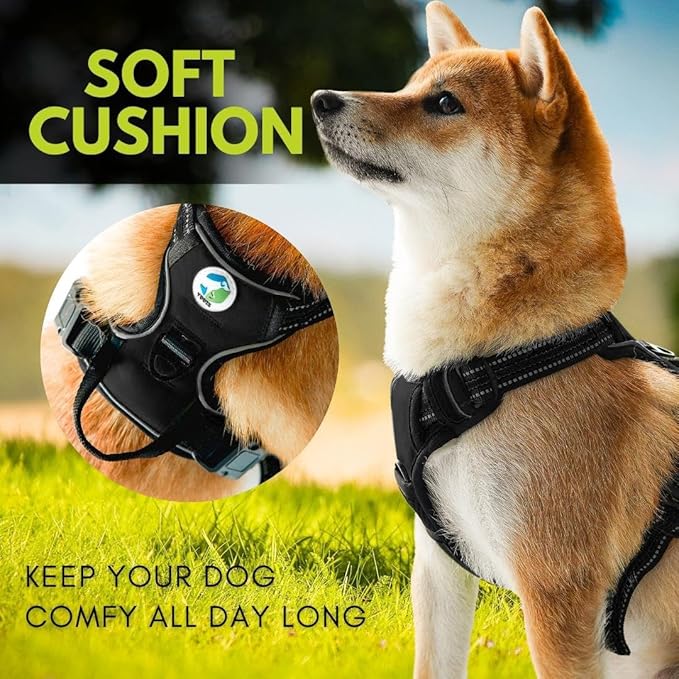 Ziggy Pet Dog Harness Adjustable Nylon Mesh Vest with Leash Clips (Black, Extra Large)