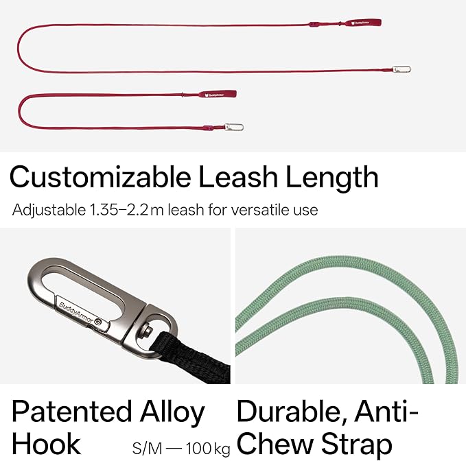Hands Free Cat Leash Lightweight 4.1-7.2FT Adjustable Durable Rope Leash with Padded Handle, Versatile Crossbody Waist Lead for Cats Puppy ≤26lbs Outdoor Walking (Olive, S)
