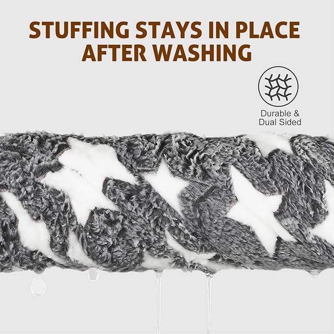 Mora Pets Dog Crate Pad - Ultra Soft Pet Bed With Cute Star Print, Washable Mat for Large Medium Small Dogs, Reversible Fleece Kennel Liner, Cat Bed 23 x 18 Inch Grey