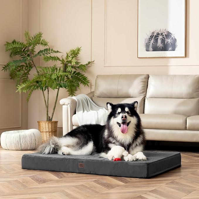 EHEYCIGA Orthopedic Medium XL XXL Dog Beds for Medium Large Extra Large Dogs with Removable Washable Cover for Crate,Grey, 36x27
