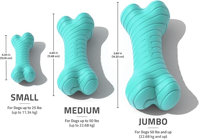 Playology Dog Toys | Dual Layer Bone Durable Chew Toy Bone for Dogs | Medium Peanut Butter Scented Toy - Easy to Clean and Made from Non Toxic Materials