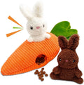Easter Dog Toys, Carrot Hide and Seek with 2 Squeaky Bunny Small and Plush Dog Puzzle Toys, Easter Squeaky Gifts for Small and Medium Dogs