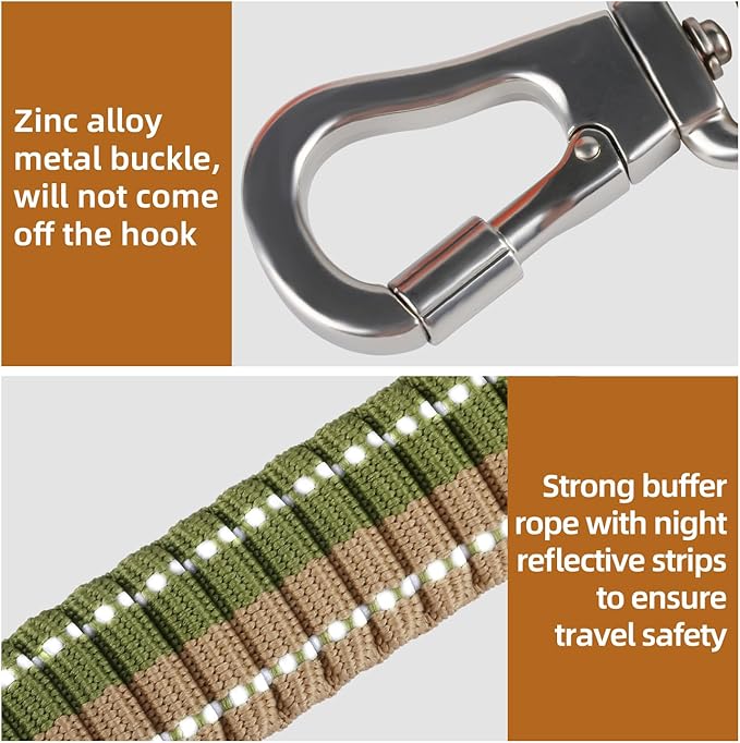 ‌EVERKING 6ft Hands-Free Dog Leash - 6-in-1 Adjustable with 360° Rotating Buckle, Night Reflective & Shock Absorbing for Large/Small Dogs (Up to 120lbs) (Golden)