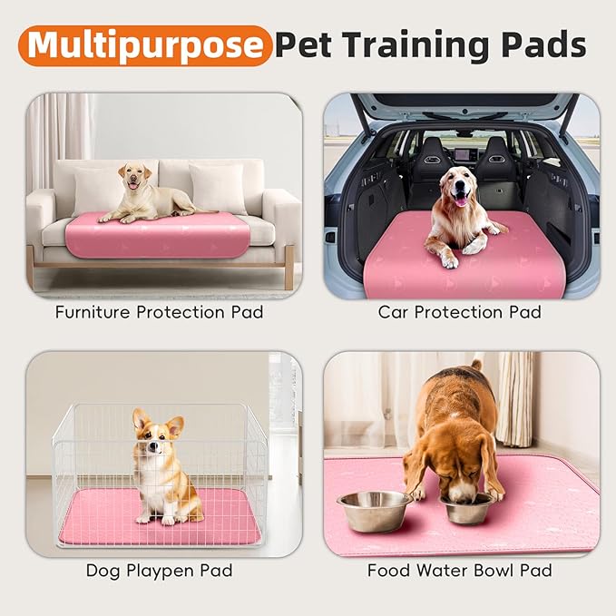 PJYuCien Washable Dog Playpen Mat, 36”x 36” Pink, Leak-Proof Reusable Puppy Pee Pads, Non-Slip Pee Mat for Whelping Pads, Crate, Potty Training, Puppy Playpen (Note: Mat Only, Playpen Not Included)