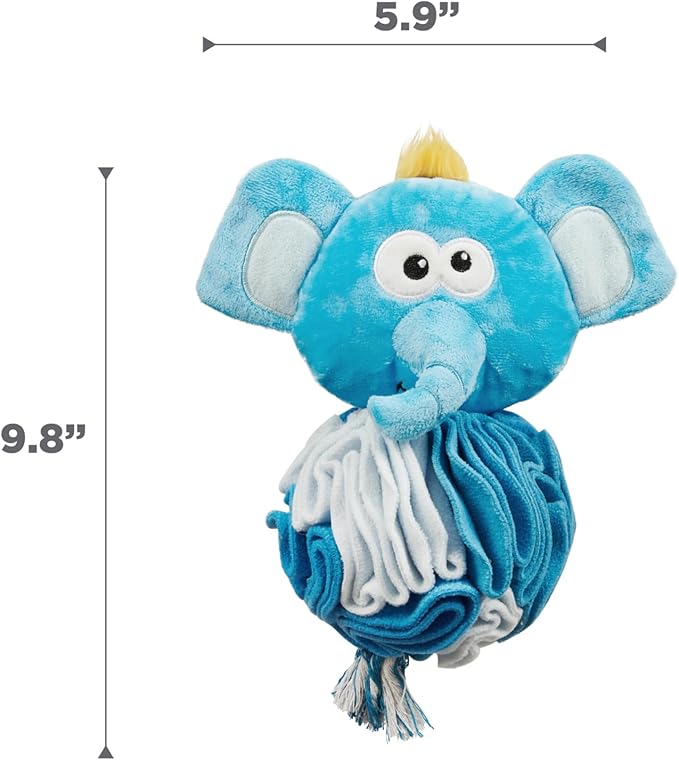 Outward Hound by Nina Ottosson Stuff N' Snuffle Plush Large Snuffle Ball Dog Puzzle, Elephant, Blue, 9.8 inches x 5.9 inches