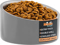 Master Pet Supply Stainless Steel Slanted Dog Cat Food Bowl - 16 oz Heavy Duty - Graphite, Double Wall Insulated, Non-Slip Elevated Bowl for French Bulldogs Pugs Cats, Anti Rust Dishwasher Safe