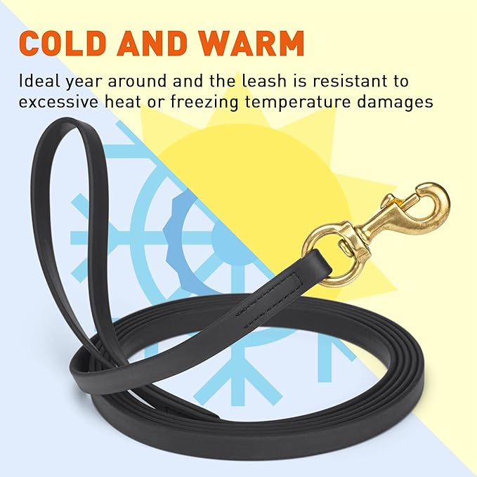 Viper Biothane K9 Working Dog Leash Waterproof Lead for Tracking Training Schutzhund Odor-Proof Long Line with Solid Brass Snap for Puppy Medium and Large Dogs, 20ft Black