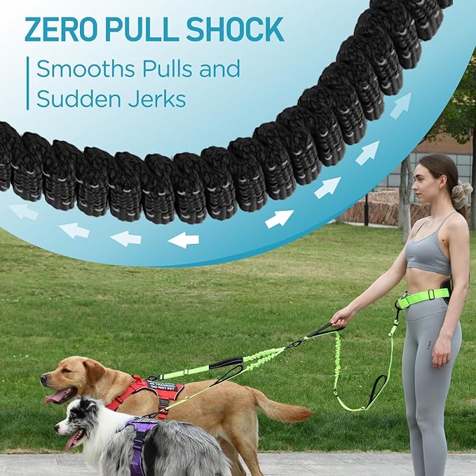 Hands Free Dog Leash, Waist Bungee Leash for Large Dogs, 6-8ft Adjustable Heavy Duty Leashs(50-120 lbs)