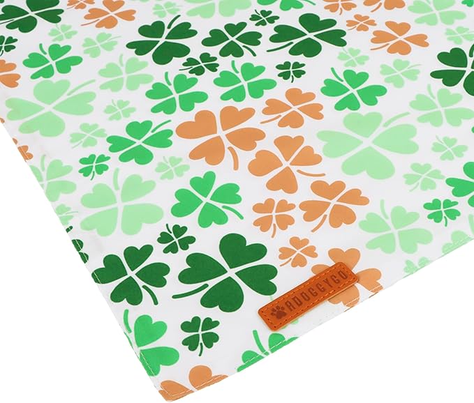 ADOGGYGO St. Patrick's Day Dog Bandana, Green Shamrock Scarf, Multi Size Offered, Saint Patrick Day Bandanas for Medium Large Dogs (Large)