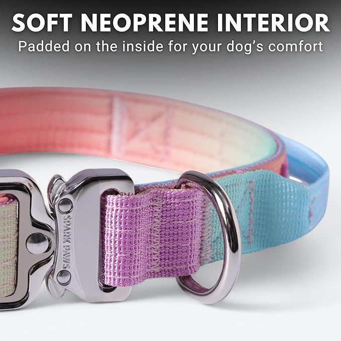 Spark Paws Tactical Dog Collar - Heavy Duty, Premium Quality, Thick and Durable for Large and Medium Dogs - Pastel Icing - XS - 1"