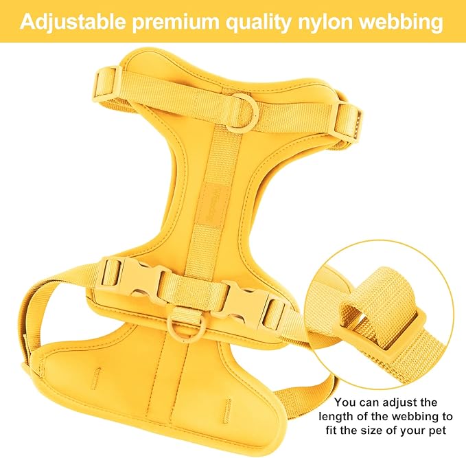 No Pull Lightweight Dog Harness: Adjustable Durable Breathable Mesh Pet Vest Harness with Soft & Comfortable Cushion, for Small Medium Large Dogs (S, Butter Yellow)