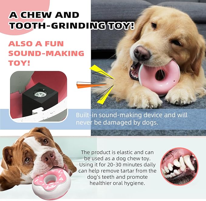 Squeaky Donut Dog Toy for Aggressive Chewers，Doughnut Shaped Dog Chewing Toy with a Creamy Aroma，for Aggressive Chewers Medium Large Breed，Indoor and Outdoor Toys for Dogs