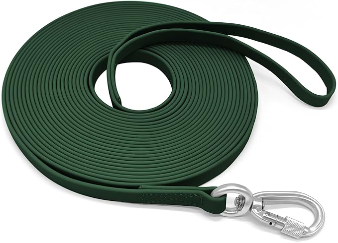 ZALER Long Dog Leash Waterproof Training Leashes 50ft 30ft 20ft 15ft 10ft 6ft, Odor Proof Recall Long Line Lead with Aviation Aluminum Carabiner Clip for Small, Medium, Large Dogs (10FT, Forest Green)