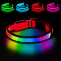LED Dog Collar, Light Up Dog Collar USB Rechargeable, Nylon Adjustable Comfortable Soft Bright RGB 7 Colors Changeing Safety Light Glowing Collar for Medium and Large Dogs(Medium,Red)