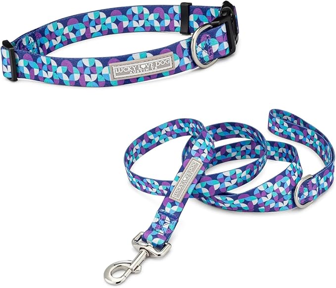 Lucky Love Dog - Adjustable Dog Collar and Leash Set with Easy Click Buckle for Medium Dogs, Durable, & Comfortable Collar for Male & Female Dogs, Puppies & Adult Ones - Jasper Combo, Medium