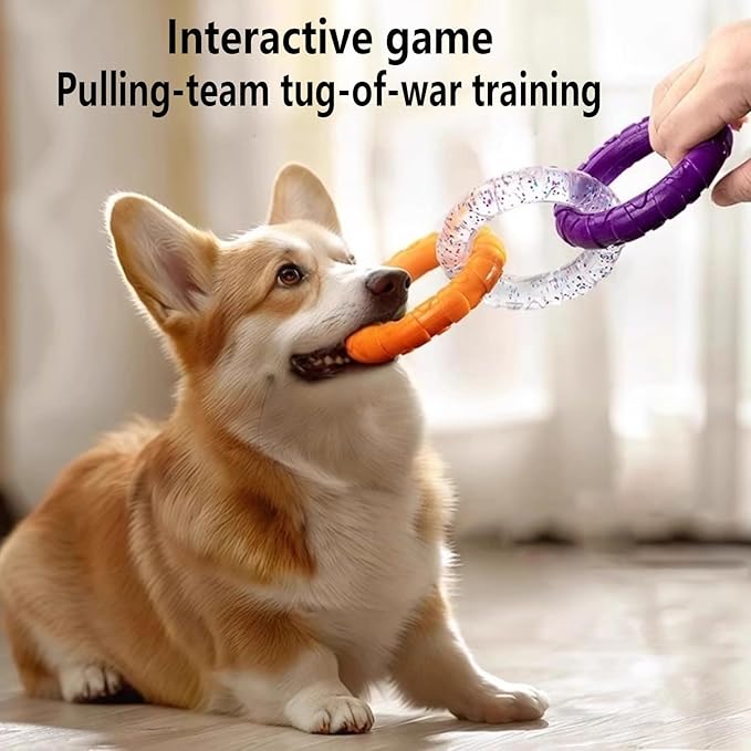 RXT 3-Ring Tug Dog Toy, aggressive chewer toy,Sturdy& Water Resistant Dog Chew Toys for Pets Training Teething, Interactive Fetch Toy for Puppy Small Medium Large Breeds Aggressive Chewers