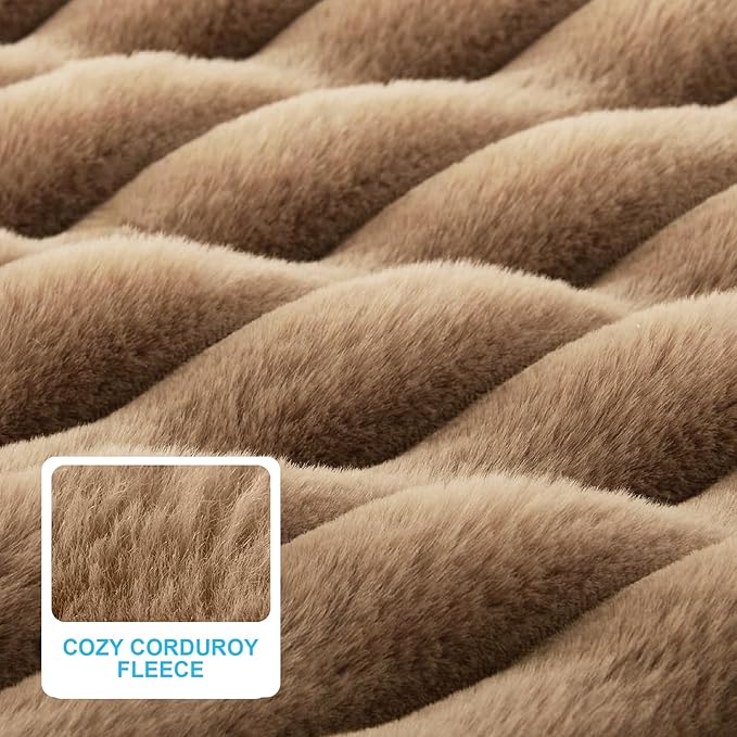 Comfort Dog Beds for Medium Size Dogs, Dog Bed with Removable Washable Cover, Deluxe Plush Dogs Bed for Crate with Pillow, Anti-Slip Pet Mat Mattress for Kennel with Durable Zipper(Brown, M)