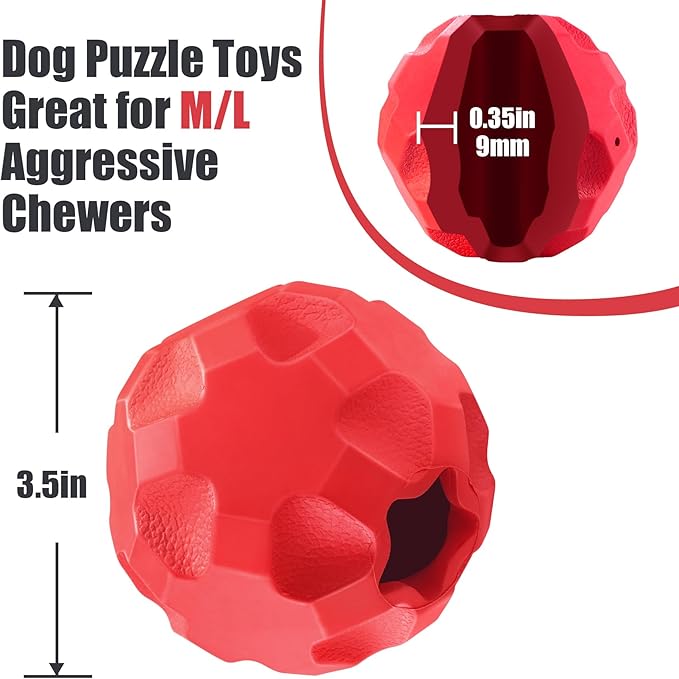 Treat Dispensing Dog Toys for Aggressive Chewers Large Breed, Rubber Balls for Dogs, Interactive Dog Toys for Boredom to Keep Them Busy, Dog Treat Toy Ball