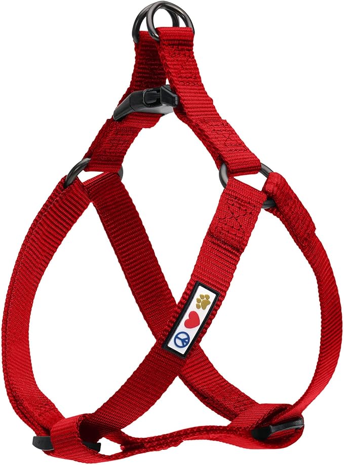 Pawtitas Solid Step-in Dog Harness – Adjustable No-Pull Vest for Puppies to Seniors, Safe & Comfortable L Red
