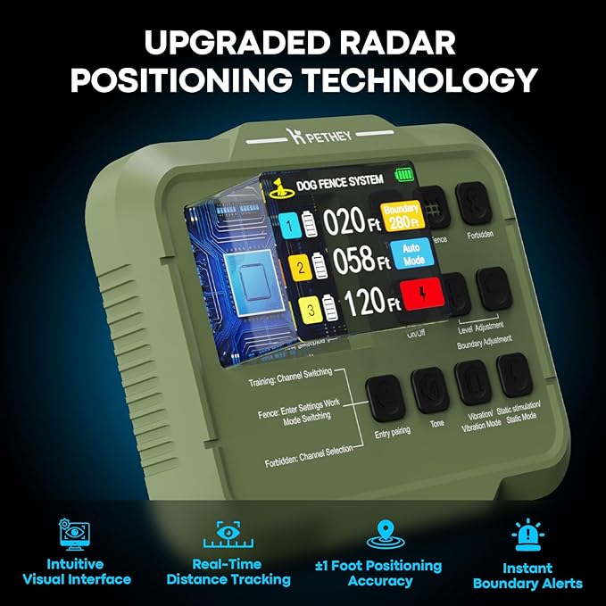 2025 Upgraded Wireless-Electric Fence System, Dog Training,Forbidden Zone, Dog Perimeter Collar Wireless Fence Covering Up to 5.6 Acre (2 Dogs)