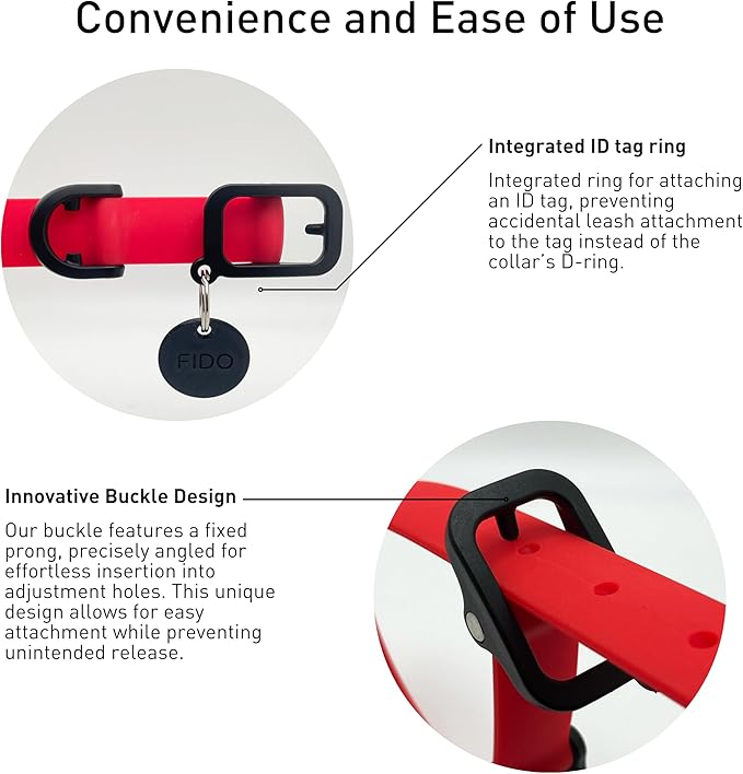 Waterproof Dog Collar - Durable, Comfortable and Adjustable Outdoor Dog Collar with Wear Resistant Buckle and ID Tag Ring for Puppies and XSmall Dogs by Nuvuq (Red, XSmall)