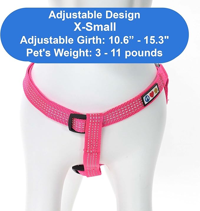 Pawtitas Reflective Step-in Dog Harness – Adjustable No-Pull Vest for Puppies to Seniors, Safe & Comfortable, XS Pink