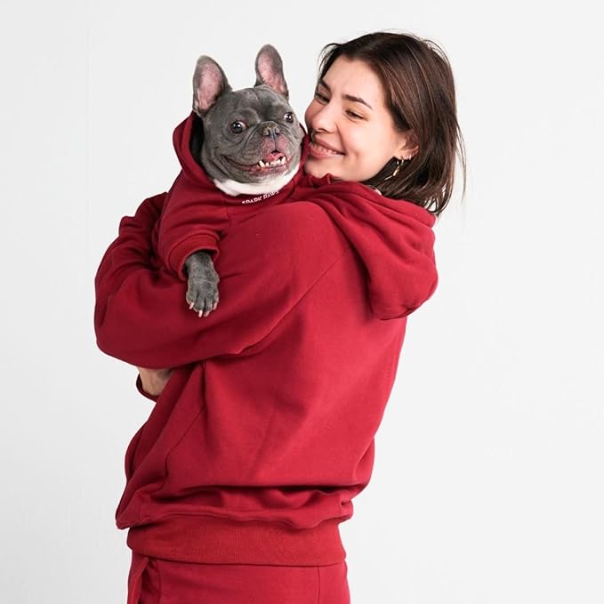 Spark Paws Dog Hoodie – Premium Dog Sweater for Small, Medium, and Large Dogs | Warm Outfits for French Bulldogs, Pitbull, Puppy, Winter Jacket Alternative - Burgundy - L