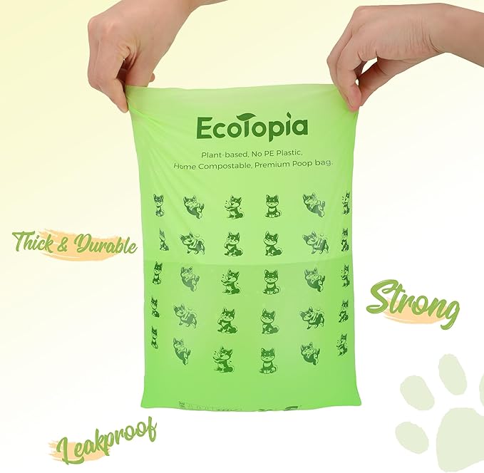 Tear-Free Biodegradable Poop Bags for Dogs,240 Compostable Dog Waste Bags Rolls,Eco-Friendly,Extra Thick,Leakproof,Unscented,Plant-based,ASTM D6400 & EN 13432 Compliant,Dark Green