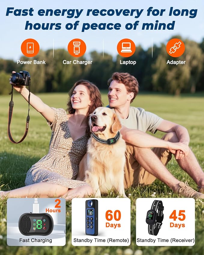 Dog Training Collar with Remote – 4500FT Range E-Collar with Voice, Beep, Vibration, Shock & Flashlight, Waterproof Rechargeable Dog Shock Collar for Small Medium Large Dogs