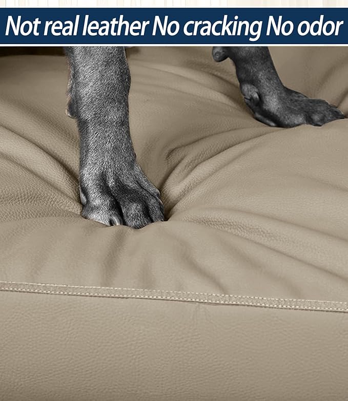 Waterproof Dog Bed for Crate Pad, Leather Pet Mat with Wipeable Removable Cover, Large Size Crate Mat