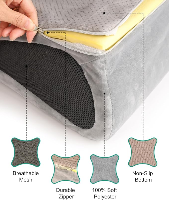 NPET Memory Foam Pet Beds for Small Medium Dogs, Orthopedic Dog Beds with Sides, Cat Bed Mat with Washable Removable Cover, 26x18x6.7 inches