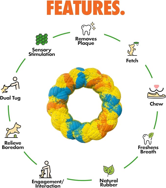 Max Fusion with Nike Grind, Arlee Roped Dog Toy, Chew Toy for Play, Fetch, Tug, L