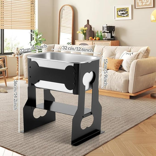 2 Gallons Elevated Large Dog Water Bowl, 14" Stainless Steel Raised Dog Bowl with Stand for Large Breed, Metal Elevated for Joint Pressure Relief, Indoor Easy to Clean Pet Food