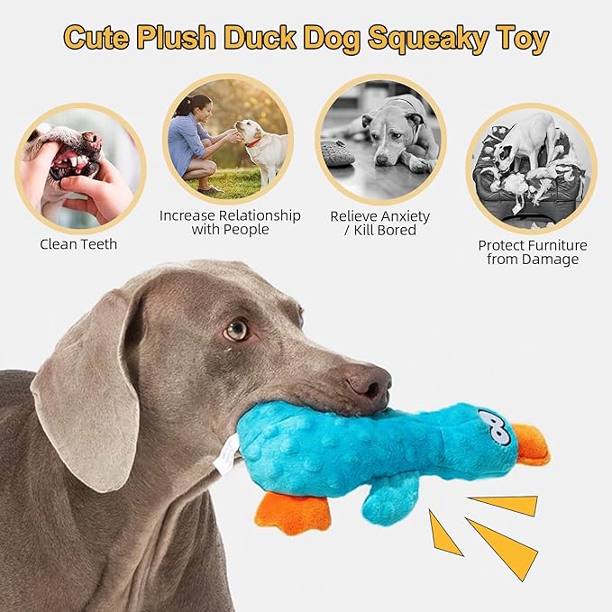 Adpartner Plush Crinkle Dog Toys, 2 Pack Dog Toy Duck Stuffed Squeaky Dog Toys for Small Medium Breeds to Keep Them Busy, Interactive Dog Squeaky Toy for Puppy Training and Reduce Boredom