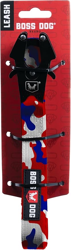 Boss Dog Tactical Leash, Red, White, Blue Camo, 6 FT