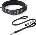 Annchwool Adjustable Dog Collar and 5 FT Leash Set with Heavy Duty Metal Buckle–Comfortable Lining Reflective Collar &Dual-Handles for Small Medium Large Dogs Walking,Running(Black Set,XL:22''-30'')