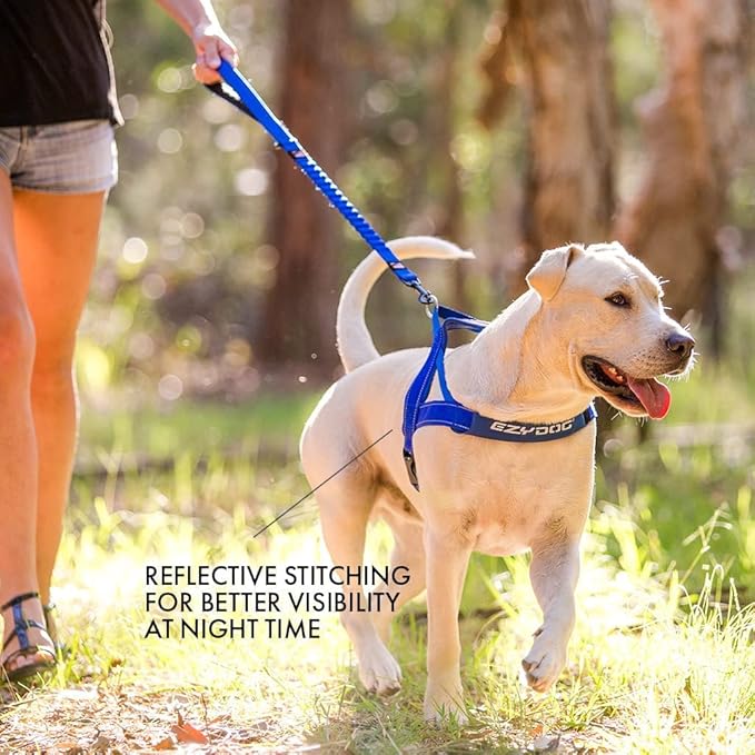 EzyDog Quick Fit Dog Harness – No Pull Harness for Training, Everyday Walking, and Easy Control - Adjustable Fit, Reflective, and Padded (Large, Gray)
