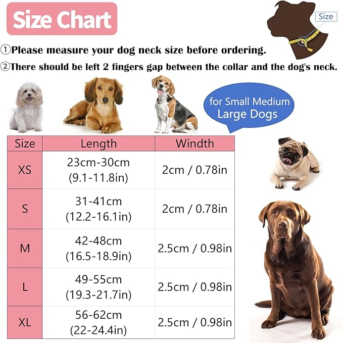 Puppy Dog Collars for Small Dogs - Safety Buckle Durable Plastic Light-Weight, GILR Dogs Collar for Small Dog Collar with Cute Patterns Soft Adjustable (Black, XS)