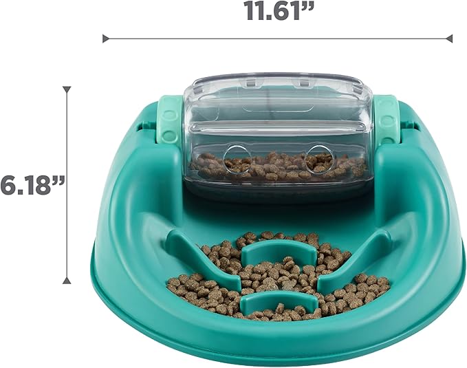 Outward Hound by Nina Ottosson Spin N' Eat Dog Puzzle and Slow Feeder, Level 2 Intermediate Enrichment Toy, Green