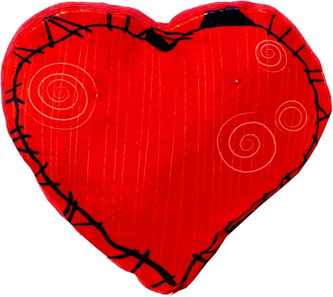 Buckle-Down Disney Squeaky Plush Dog Toy for Large, Medium & Small Dogs, The Nightmare Before Christmas Jack and Sally Heart Pose, 3.0" x 7.5"