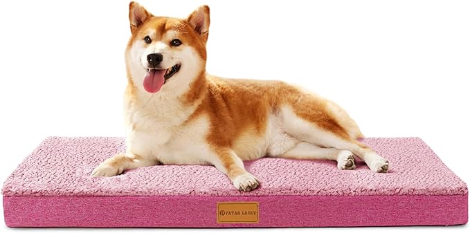 Patas Lague Orthopedic Dog Bed for Small Dogs 20''X15'', Soft Waterproof Egg Crate Foam Small Pet Crate Beds Mat with Removable Washable Cover and Non-Slip Bottom, Hot Pink