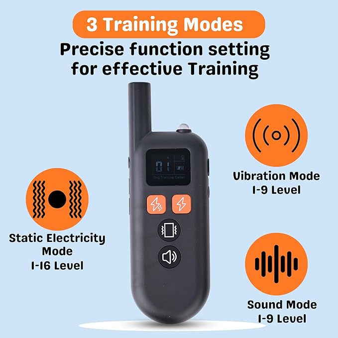 Dog Collar 3300ft– IPX7 Dog Training Collar with Remote for Large, Medium and Small Dogs Shock Collar with Light for Night Walk, Adjustable Beep, Vibration and Shock Mode