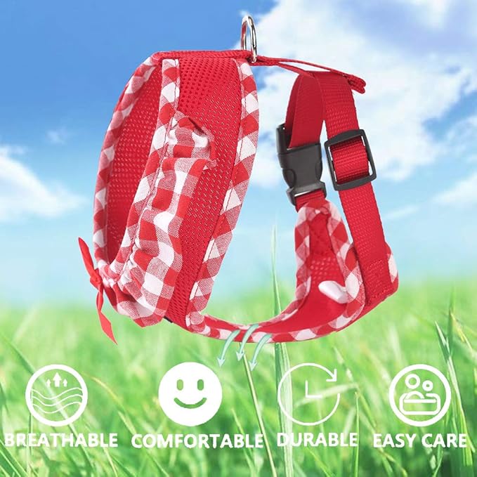 SuperBuddy Upgraded Soft Mesh Dog Harness, Super Breathable Lightweight Pet Harnesses for Puppy Dogs Outdoor Walking, Red Dog Harness -Medium