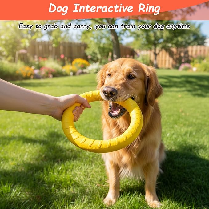 4 Pack Dog Toy Training Ring, 7.48” EVA Dog Toy Ring, Durable Chew Flying Rings for Large Medium Puppy Training, Floating Pull Fetch Toys for Aggressive Chewers, Chewing Cathing Form Toys