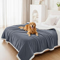 Smiry Waterproof Blanket Throw for Large Dogs, Soft Reversible Dog Blanket for Sofa Couch Bed, Washable Leakproof Sherpa Fleece Furniture Couch Protector(60"x80", Grey/White)