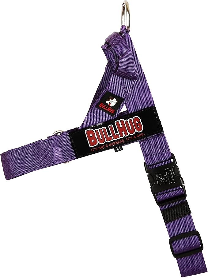 BULLHUG Adjustable Dog Harness– No Pull, No Choke – for English Bulldogs, French Bulldogs, Pugs & Broad-Chested Breeds – Easy, Safe Walks (Violet, Large)