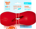 WEST PAW Zogoflex Qwizl Dog Puzzle Treat Toy – Interactive Chew Toy for Dogs – Dispenses Pet Treats – Brightly-Colored Dog Enrichment Toy for Aggressive Chewers, Fetch, Catch, Large 6.5", Ruby