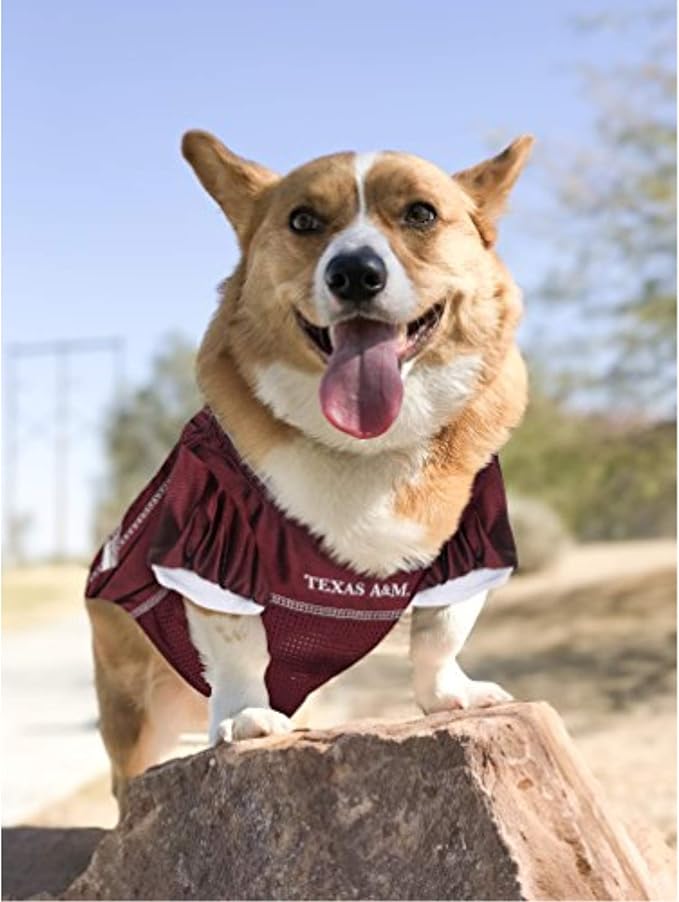 Pets First NCAA College Texas A&M Aggies Mesh Jersey for DOGS & CATS, Medium. Licensed Dog Jersey with your Favorite Football/Basketball College Team